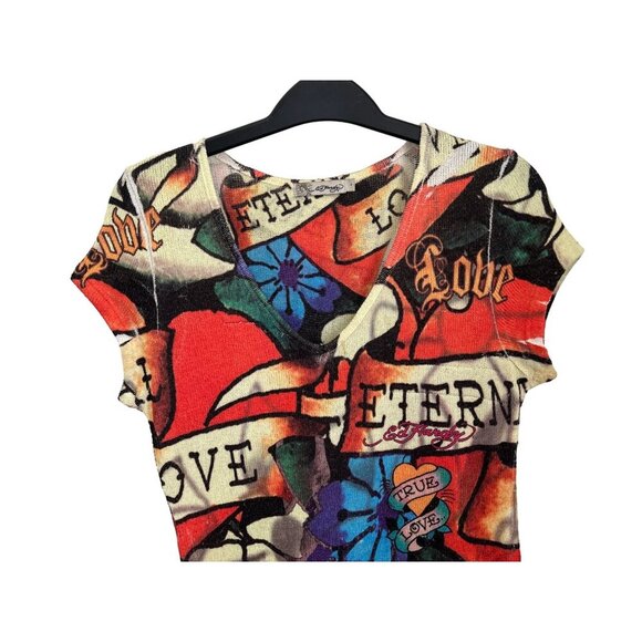 Vintage Ed Hardy Knit Dress True Love Rock N Roll Size Large - Picture 2 of 9